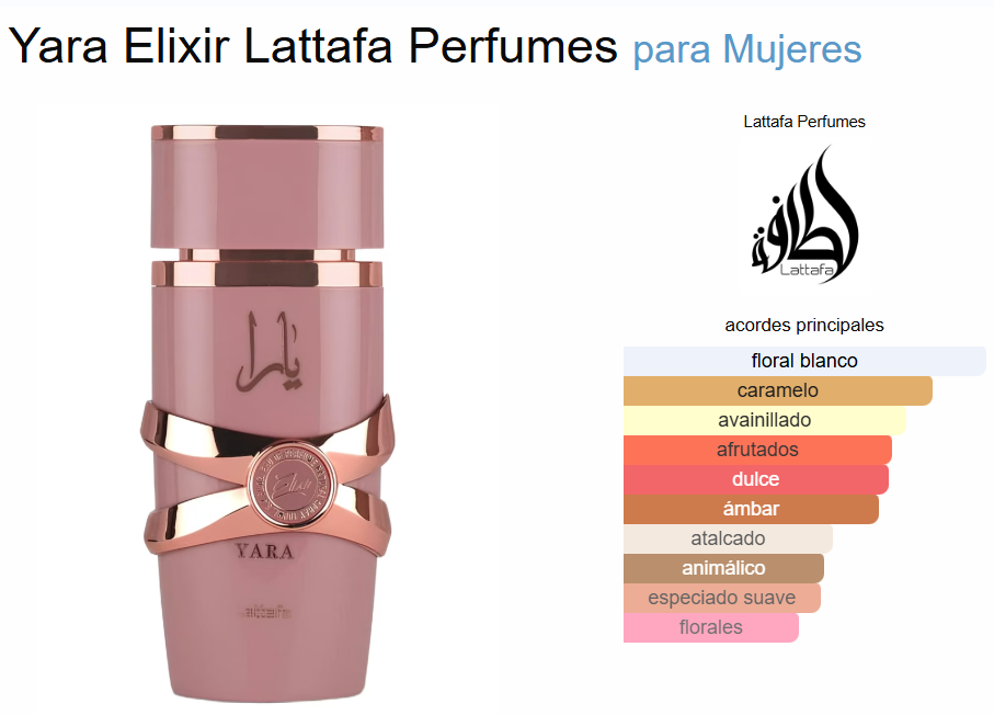 YARA ELIXIR EDP LATTAFA PERFUMES PARA MUJER 100ML - Karisma Perfumes