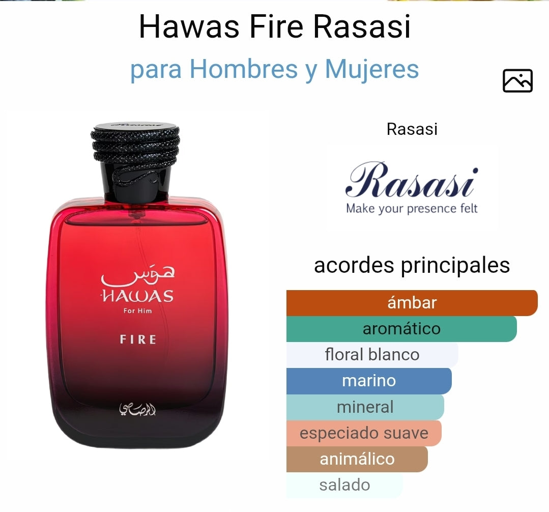 HAWAS FIRE DE RASASI PERFUME UNISEX 100ML